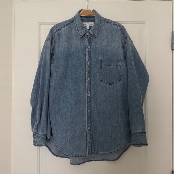 Aritzia THE '80S COMFY DENIM SHIRT XXS 7 Yrs Pctr Ths Bleu - Picture 3 of 5